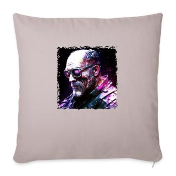 Cyborg, androïde et mercenaires du futur en néon - Housse de coussin décorative 45 x 45 cm - taupe clair - Devant