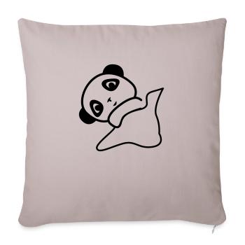 Un joli timide petit panda qui dors pour enfant - Housse de coussin décorative 45 x 45 cm - taupe clair - Devant