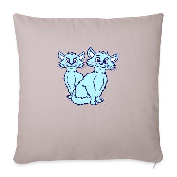 Deux chats heureux 2 amis Couple Équipe Couple - Housse de coussin décorative 45 x 45 cm - taupe clair - Devant