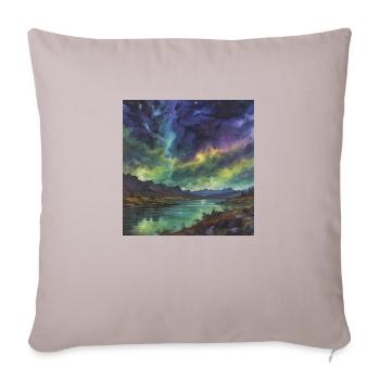 Polarlicht über dem stillen See - Sofakissenbezug 45 x 45 cm - helles Taupe - Vorne