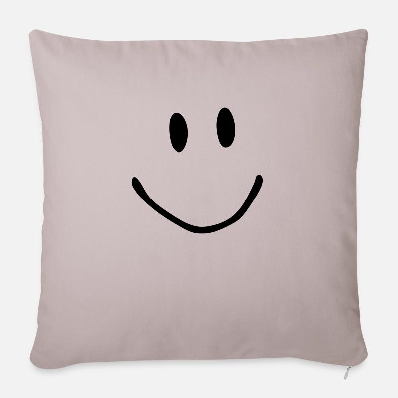 Big Smile. Smiley, Gesicht. lustig - Sofakissenbezug 45 x 45 cm - helles Taupe