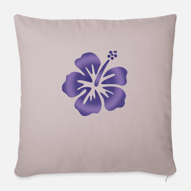 Hibiscus Bleu - Housse de coussin décorative 45 x 45 cm - taupe clair