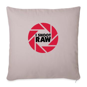 I shoot RAW - schwarz - Sofakissenbezug 45 x 45 cm - helles Taupe - Vorne
