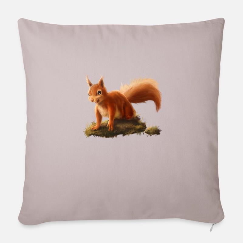 Kleines Eichhörnchen - Sofakissenbezug 45 x 45 cm - helles Taupe