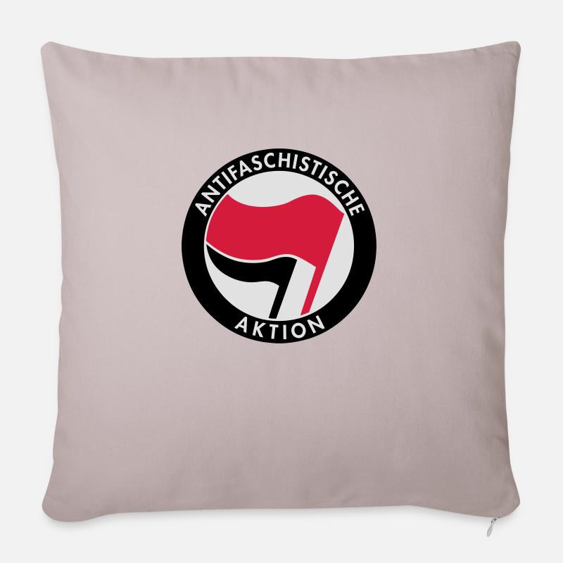 Antifaschistische Aktion - Sofakissenbezug 45 x 45 cm - helles Taupe