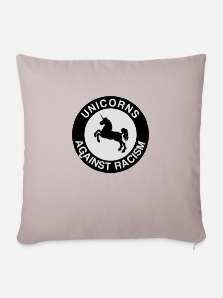 Unicorns Against Racism - Sofakissenbezug 45 x 45 cm - helles Taupe