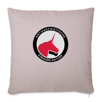 Antifaschistische Einhorn-Aktion - Sofakissenbezug 45 x 45 cm - helles Taupe - Vorne