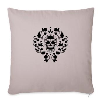 Sugar skull flower pattern t shirt graphic - Sofa pillowcase 17,3'' x 17,3'' (45 x 45 cm) - light taupe - Front
