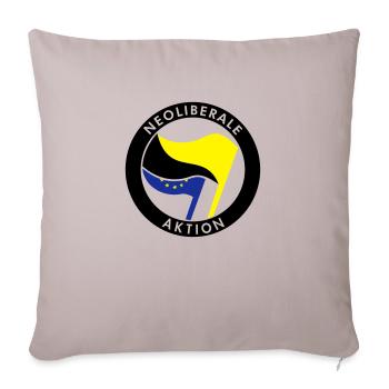 Neoliberale Aktion - Sofakissenbezug 45 x 45 cm - helles Taupe - Vorne