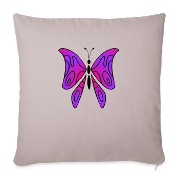 Papillon rose et pourpre - Housse de coussin décorative 45 x 45 cm - taupe clair - Devant