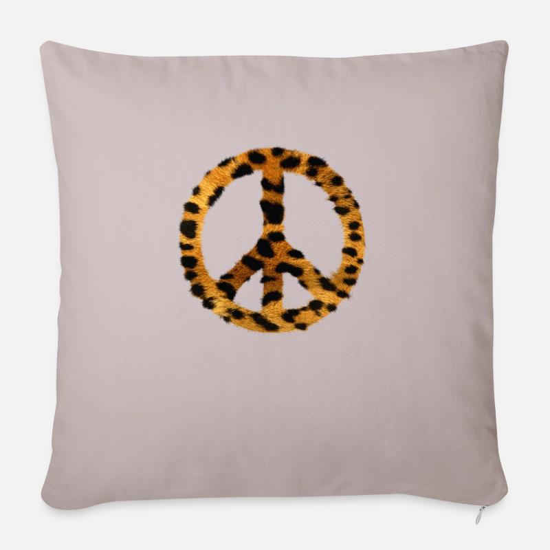 Peace and lov - Housse de coussin décorative 45 x 45 cm - taupe clair