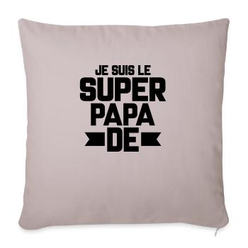 je suis le super papa de (prénom) - Housse de coussin décorative 45 x 45 cm - taupe clair - Devant