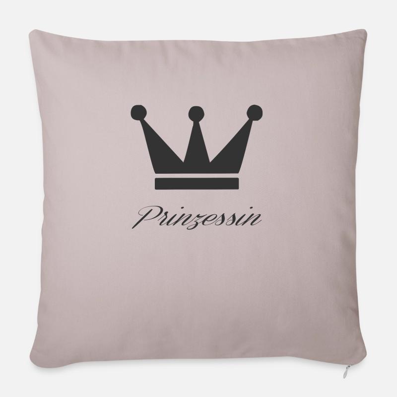 Prinzessin mit Krone - Sofakissenbezug 45 x 45 cm - helles Taupe