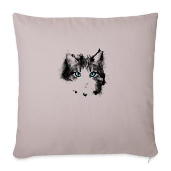 Yeux chat - Housse de coussin décorative 45 x 45 cm - taupe clair - Devant