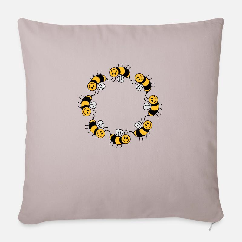 Motif de cercle d'abeilles drôle - Housse de coussin décorative 45 x 45 cm - taupe clair