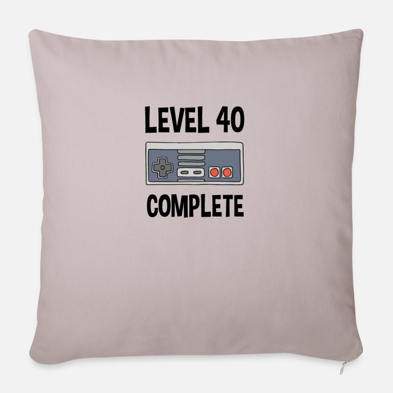 Level 40 Complete 40. Geburtstag Retrogaming - Sofakissenbezug 45 x 45 cm - helles Taupe