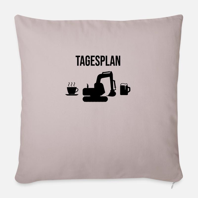 Bagger Tagesplan Geschenk - Sofakissenbezug 45 x 45 cm - helles Taupe