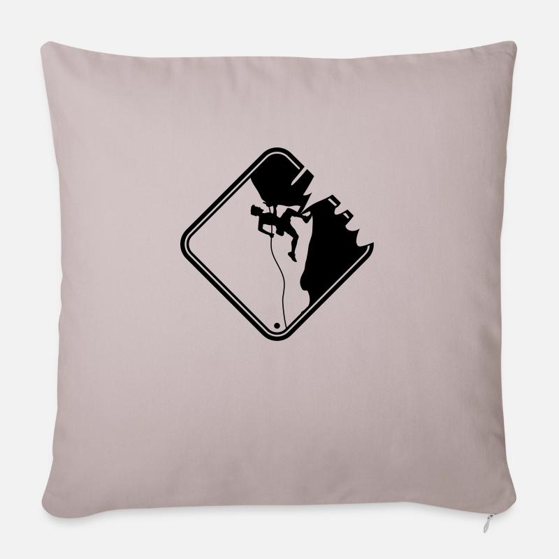 warning danger sign yellow climbing dangerous - Sofa pillowcase 17,3'' x 17,3'' (45 x 45 cm) - light taupe