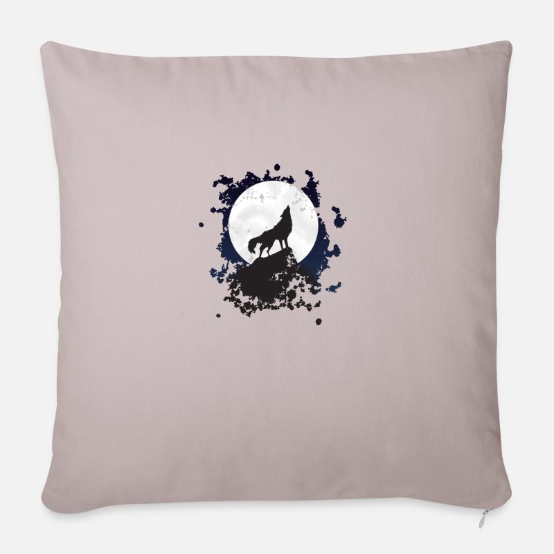 Heulender Wolf Wolf bei Vollmond - Sofakissenbezug 45 x 45 cm - helles Taupe