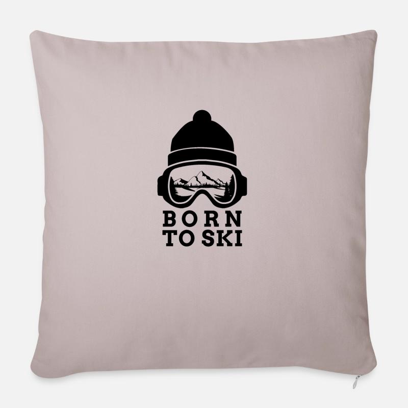 born to ski - Sofakissenbezug 45 x 45 cm - helles Taupe