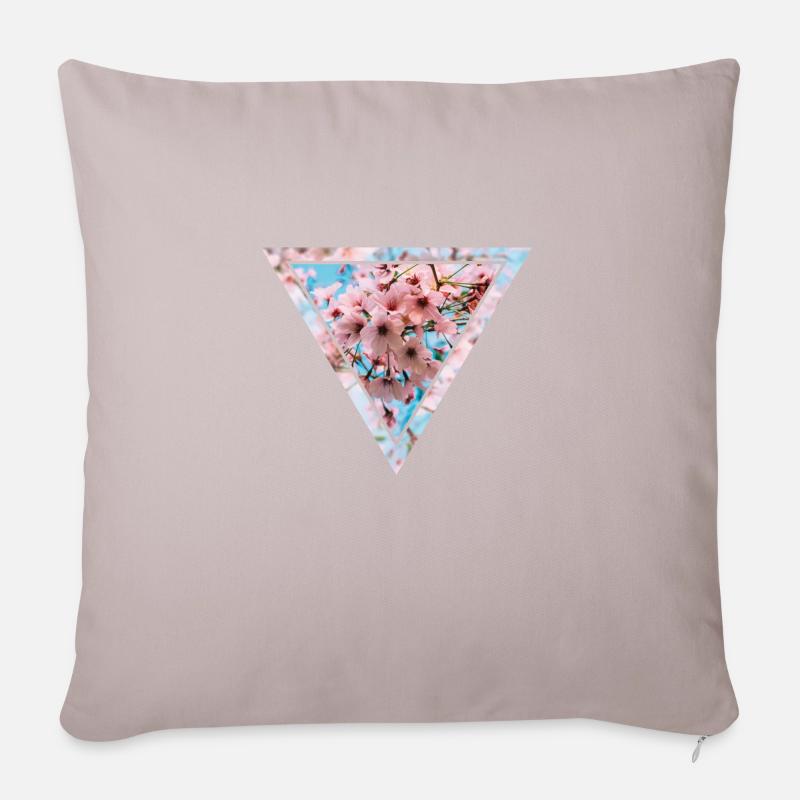 Triangle de fleurs de cerisier - Housse de coussin décorative 45 x 45 cm - taupe clair