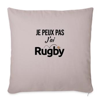 RUGBY Je peux pas j'ai... sport humour - Housse de coussin décorative 45 x 45 cm - taupe clair - Devant