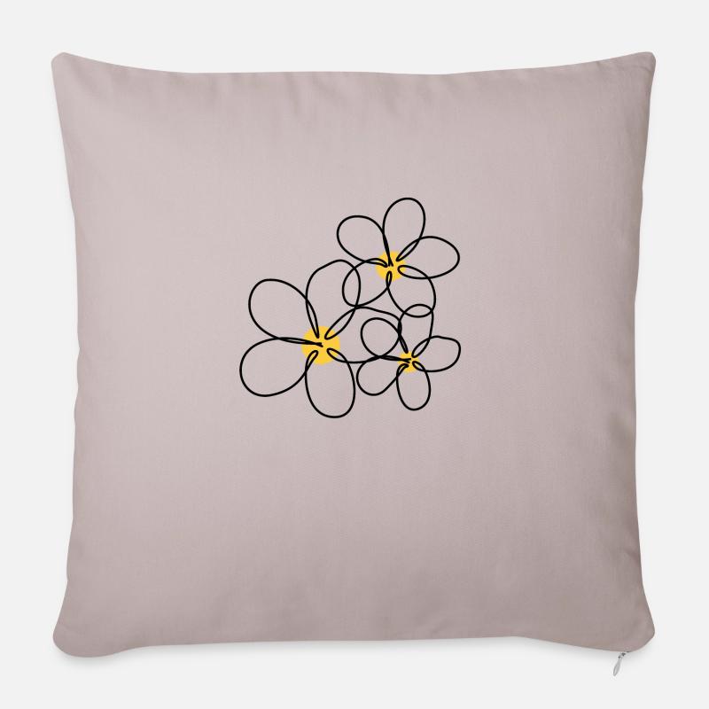 Blumen - Sofakissenbezug 45 x 45 cm - helles Taupe