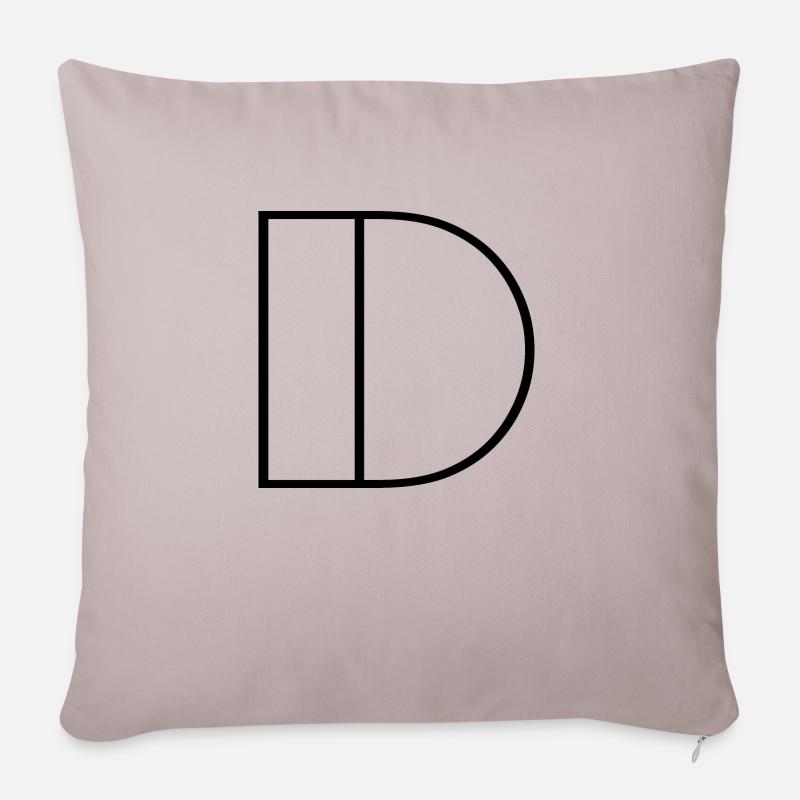 Lettre « D » Noir moderne - Housse de coussin décorative 45 x 45 cm - taupe clair