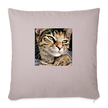 Tabby Katze Porträt - Sofakissenbezug 45 x 45 cm - helles Taupe - Vorne