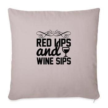 Red Lips and Wine Sips - Sofakissenbezug 45 x 45 cm - helles Taupe - Vorne