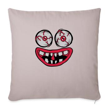Visage d’horreur de monstre maléfique - Housse de coussin décorative 45 x 45 cm - taupe clair - Devant