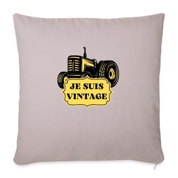 Je suis vintage - Tracteur Agriculteur - Housse de coussin décorative 45 x 45 cm - taupe clair - Devant