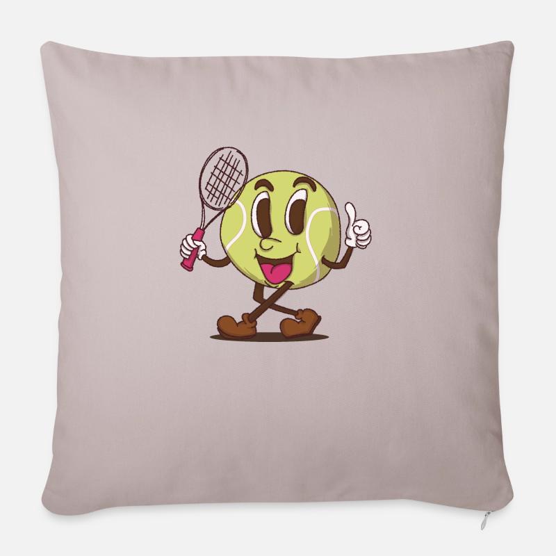 funky Tennisball Cartoon Gesicht - Sofakissenbezug 45 x 45 cm - helles Taupe