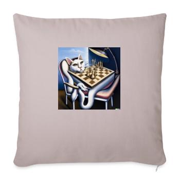 Cat plays chess - Sofa pillowcase 17,3'' x 17,3'' (45 x 45 cm) - light taupe - Front