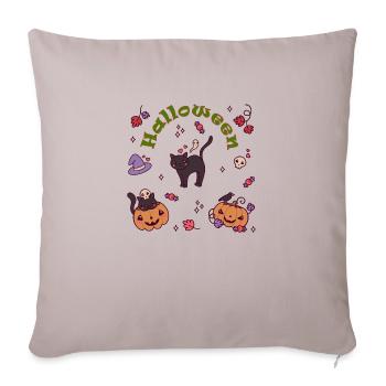 Halloween time. Cat Halloween pumpkin. - Sofa pillowcase 17,3'' x 17,3'' (45 x 45 cm) - light taupe - Front
