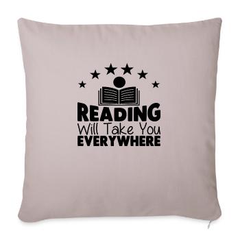 La lecture vous emmènera partout - Housse de coussin décorative 45 x 45 cm - taupe clair - Devant