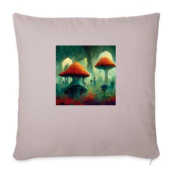 Peinture aux champignons magiques - Housse de coussin décorative 45 x 45 cm - taupe clair - Devant