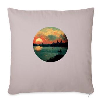 Vintage sunset City Painting - Sofakissenbezug 45 x 45 cm - helles Taupe - Vorne