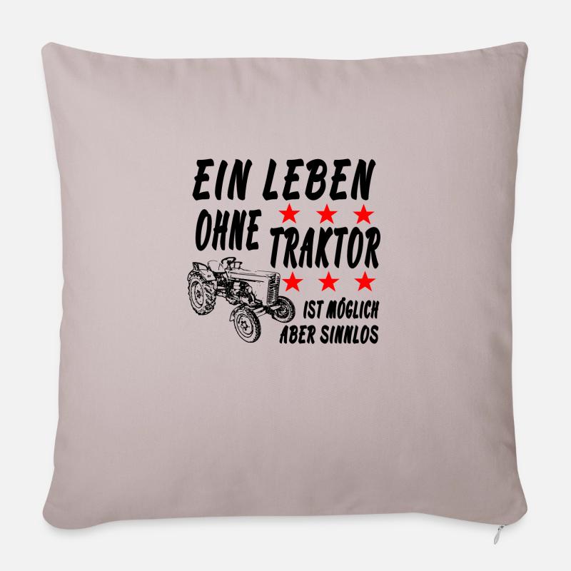 Traktor - Sofakissenbezug 45 x 45 cm - helles Taupe