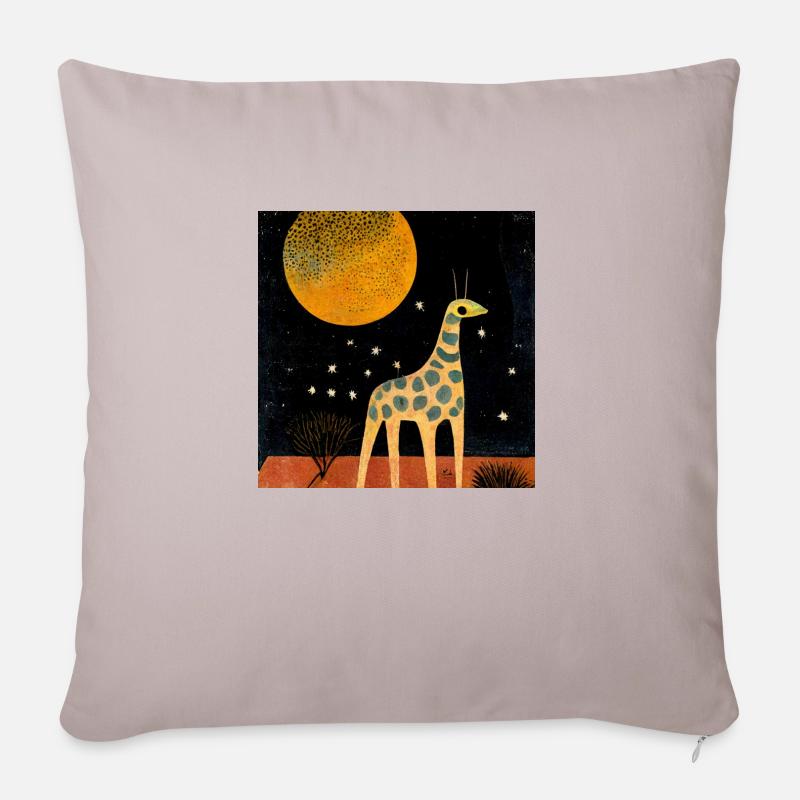 Girafe la nuit - Housse de coussin décorative 45 x 45 cm - taupe clair