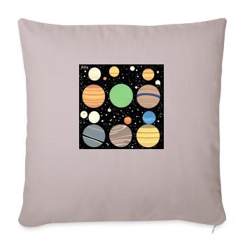 planètes dans l’espace - Housse de coussin décorative 45 x 45 cm - taupe clair - Devant