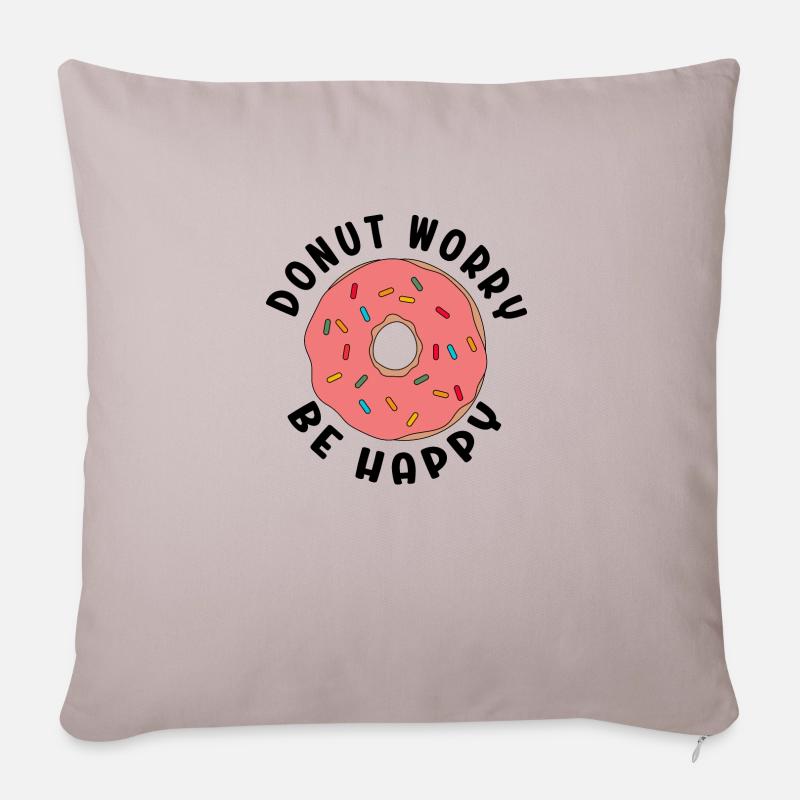 Donut worry be happy - Sofakissenbezug 45 x 45 cm - helles Taupe