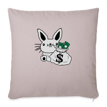 Reicher Geldsack Osterhase Geldscheine - Sofakissenbezug 45 x 45 cm - helles Taupe - Vorne