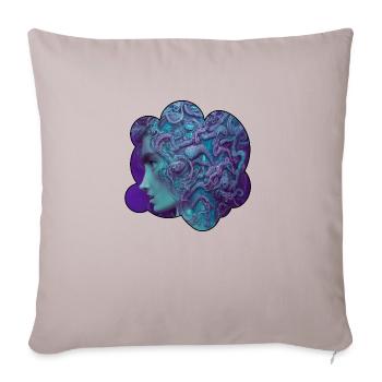 Divinité bleu profond - Housse de coussin décorative 45 x 45 cm - taupe clair - Devant