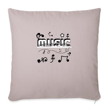 Musique word text art - Graffiti et style doodle - Housse de coussin décorative 45 x 45 cm - taupe clair - Devant