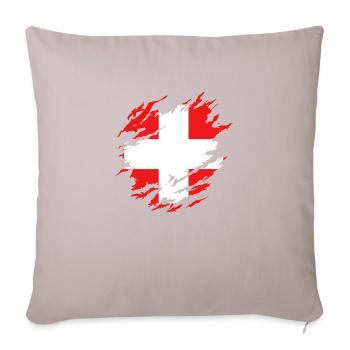Schweizer Flagge unter Zerrissen - Sofakissenbezug 45 x 45 cm - helles Taupe - Vorne