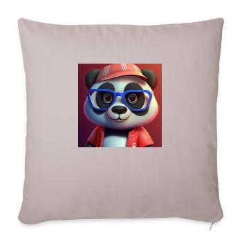 Panda style vintage, cute kawaii idéea cadeau - Housse de coussin décorative 45 x 45 cm - taupe clair - Devant