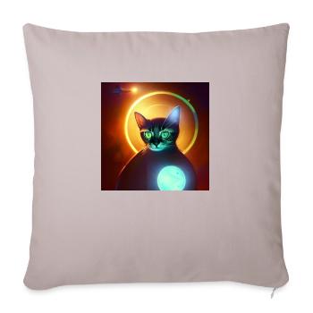 Le chat de l’univers - Housse de coussin décorative 45 x 45 cm - taupe clair - Devant