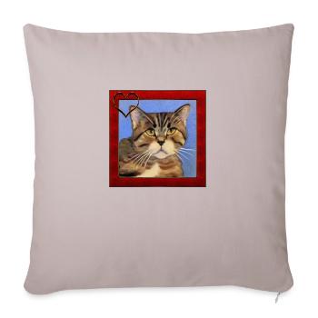 Katzenportrait 4 - Sofakissenbezug 45 x 45 cm - helles Taupe - Vorne