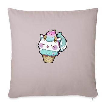 Cute Ice Cream Waffle Anime Cat Manga Cartoon - Sofa pillowcase 17,3'' x 17,3'' (45 x 45 cm) - light taupe - Front
